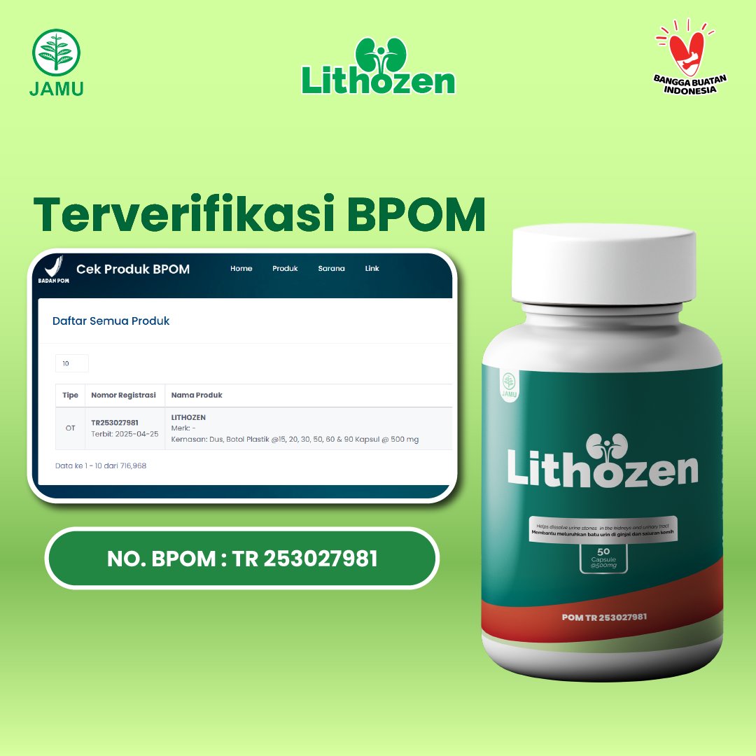 Sertifikat Izin Edar BPOM Lithozen